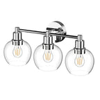 3-Light Vintage Brass Globe Vanity Light Fixture for Bathroom