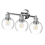 3-Light Vintage Brass Globe Vanity Light Fixture for Bathroom