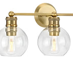 3-Light Vintage Brass Globe Vanity Light Fixture for Bathroom