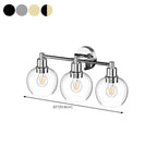 3-Light Vintage Brass Globe Vanity Light Fixture for Bathroom