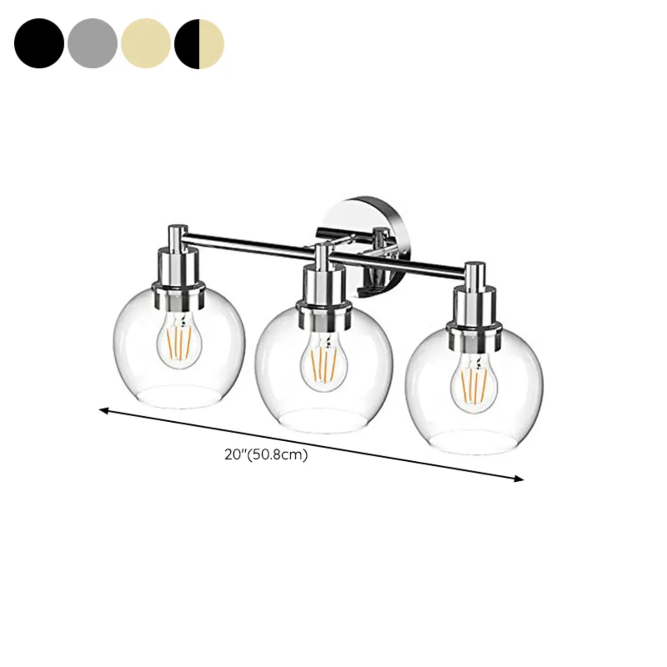 3-Light Vintage Brass Globe Vanity Light Fixture for Bathroom