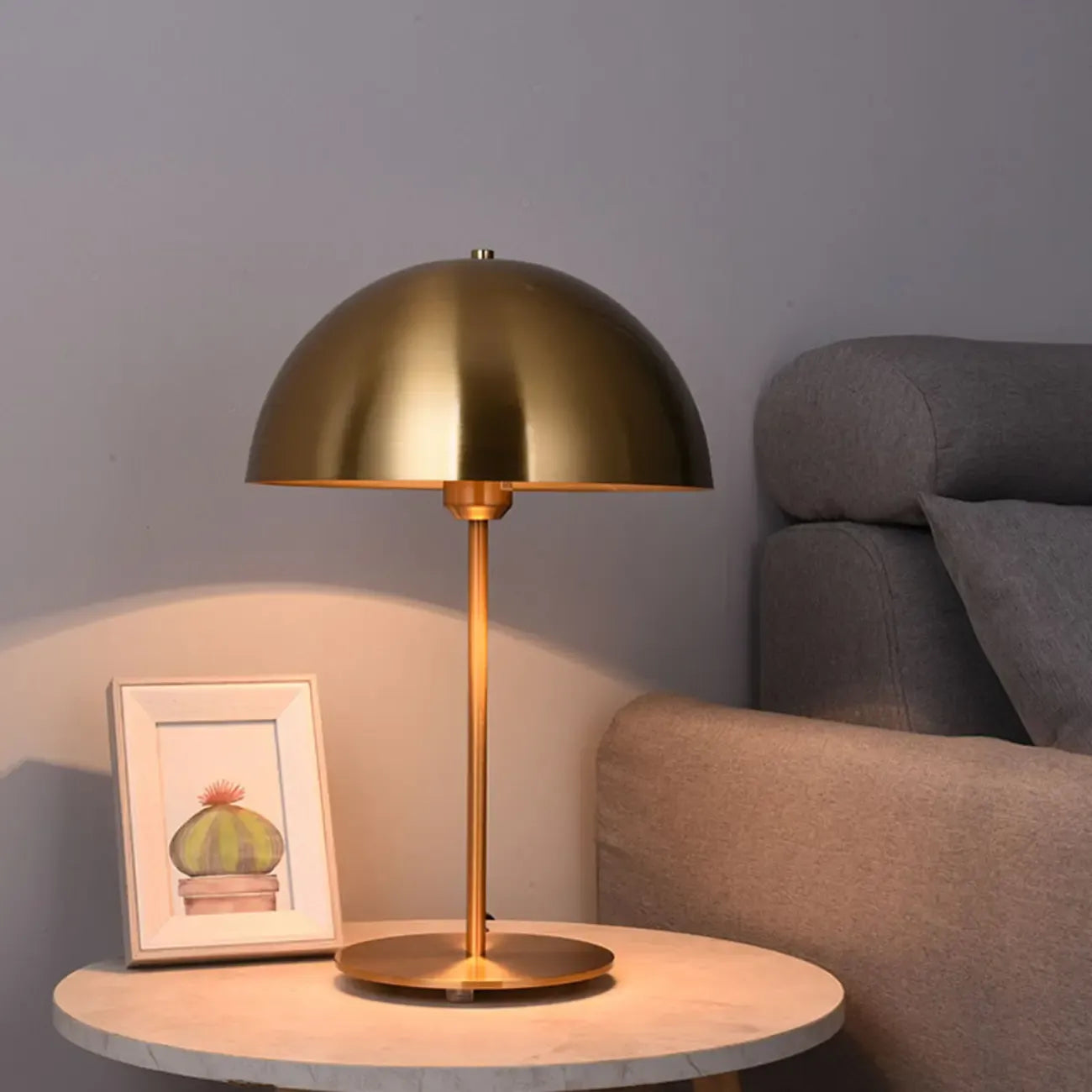 Simplistic Dome Shade Gold Table Lamp for Residential