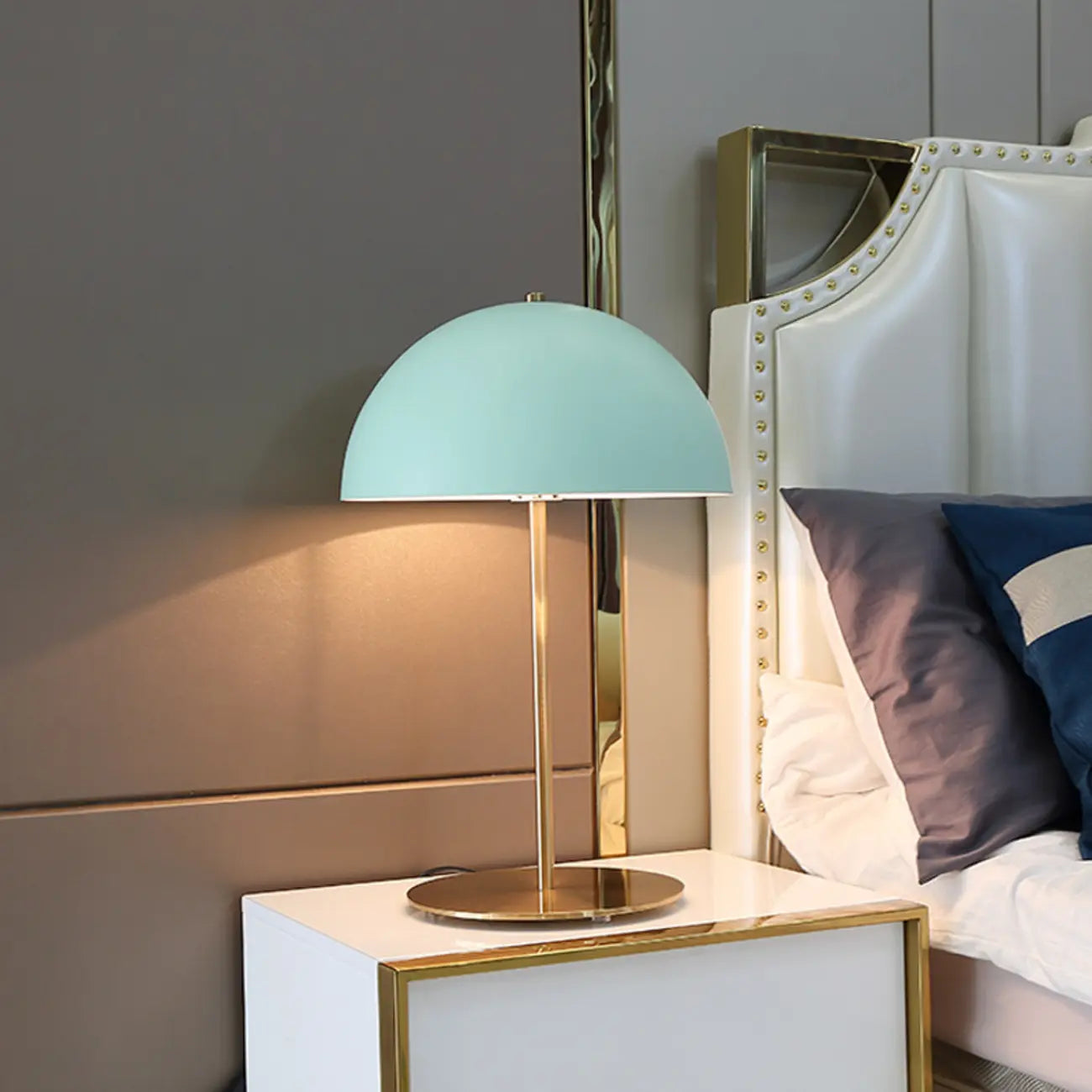 Simplistic Dome Shade Gold Table Lamp for Residential