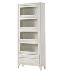 White Solid Wood Glass Door Display Cabinet with Drawers