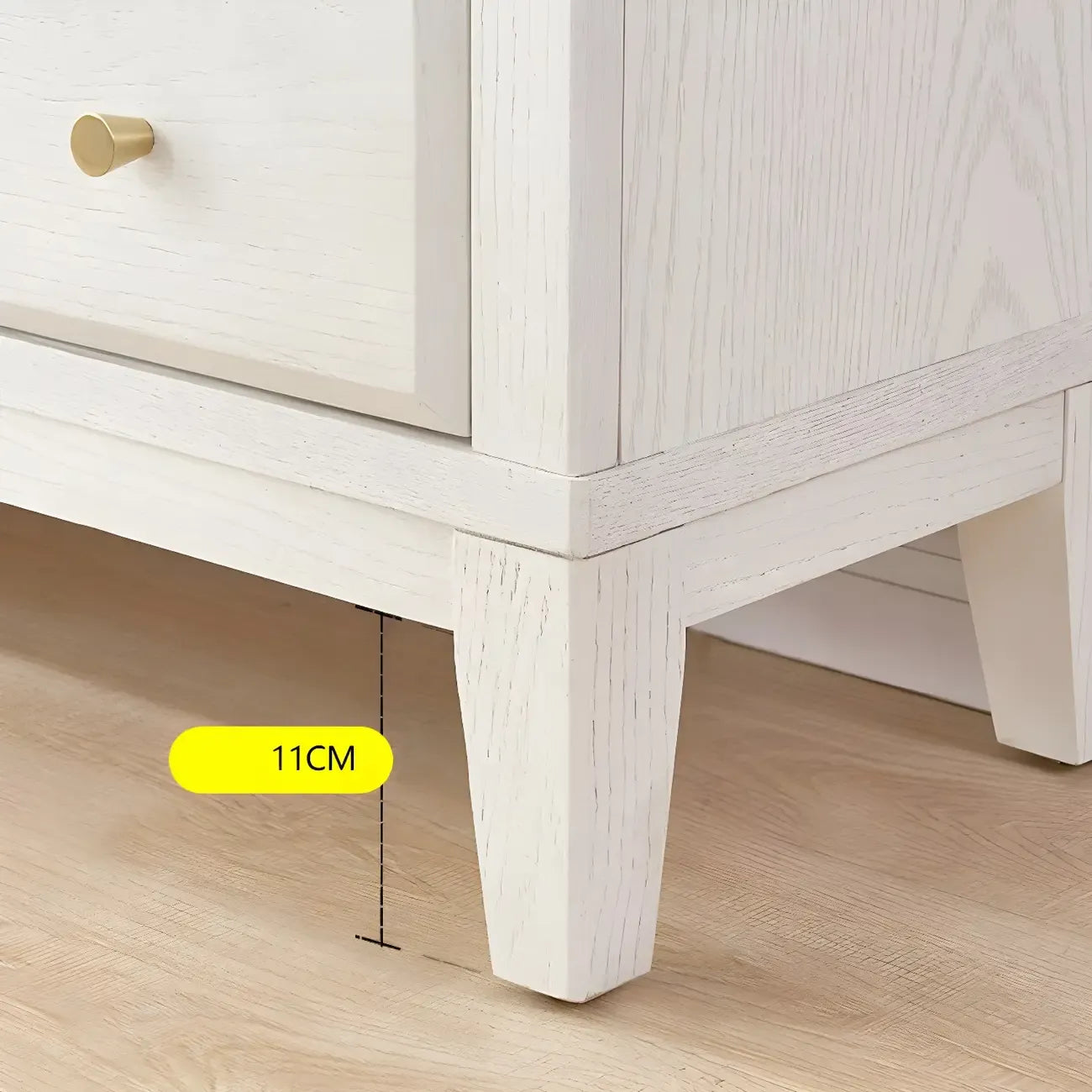 White Solid Wood Glass Door Display Cabinet with Drawers