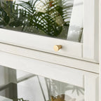 White Solid Wood Glass Door Display Cabinet with Drawers