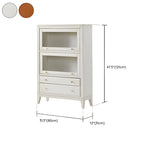 White Solid Wood Glass Door Display Cabinet with Drawers