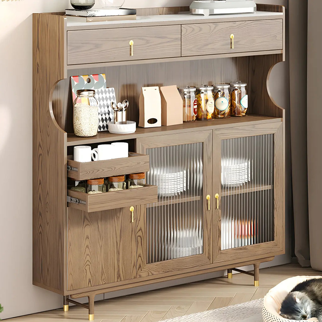 Standard Natural Wood Storage Dining Hutch Cabinet