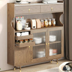 Standard Natural Wood Storage Dining Hutch Cabinet