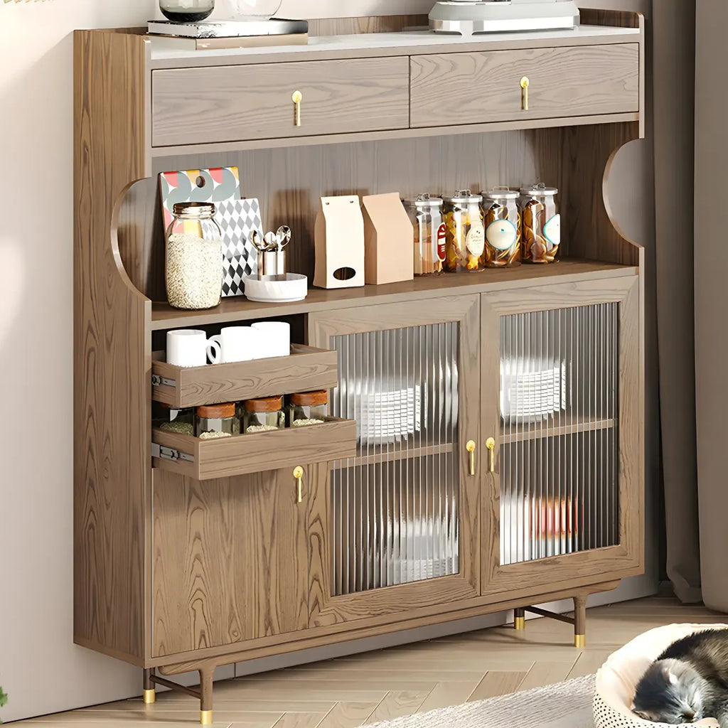 Standard Natural Wood Storage Dining Hutch Cabinet