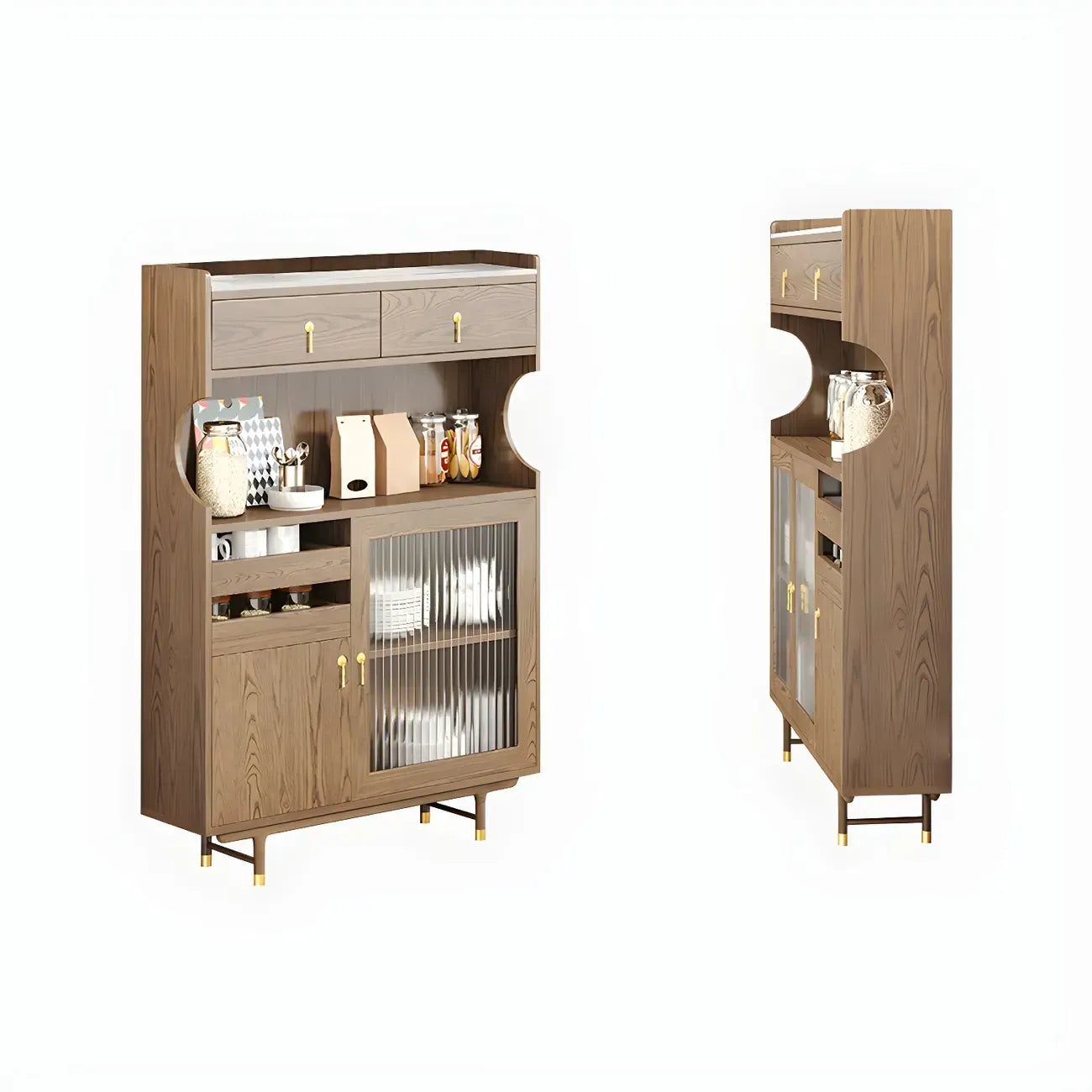 Standard Natural Wood Storage Dining Hutch Cabinet