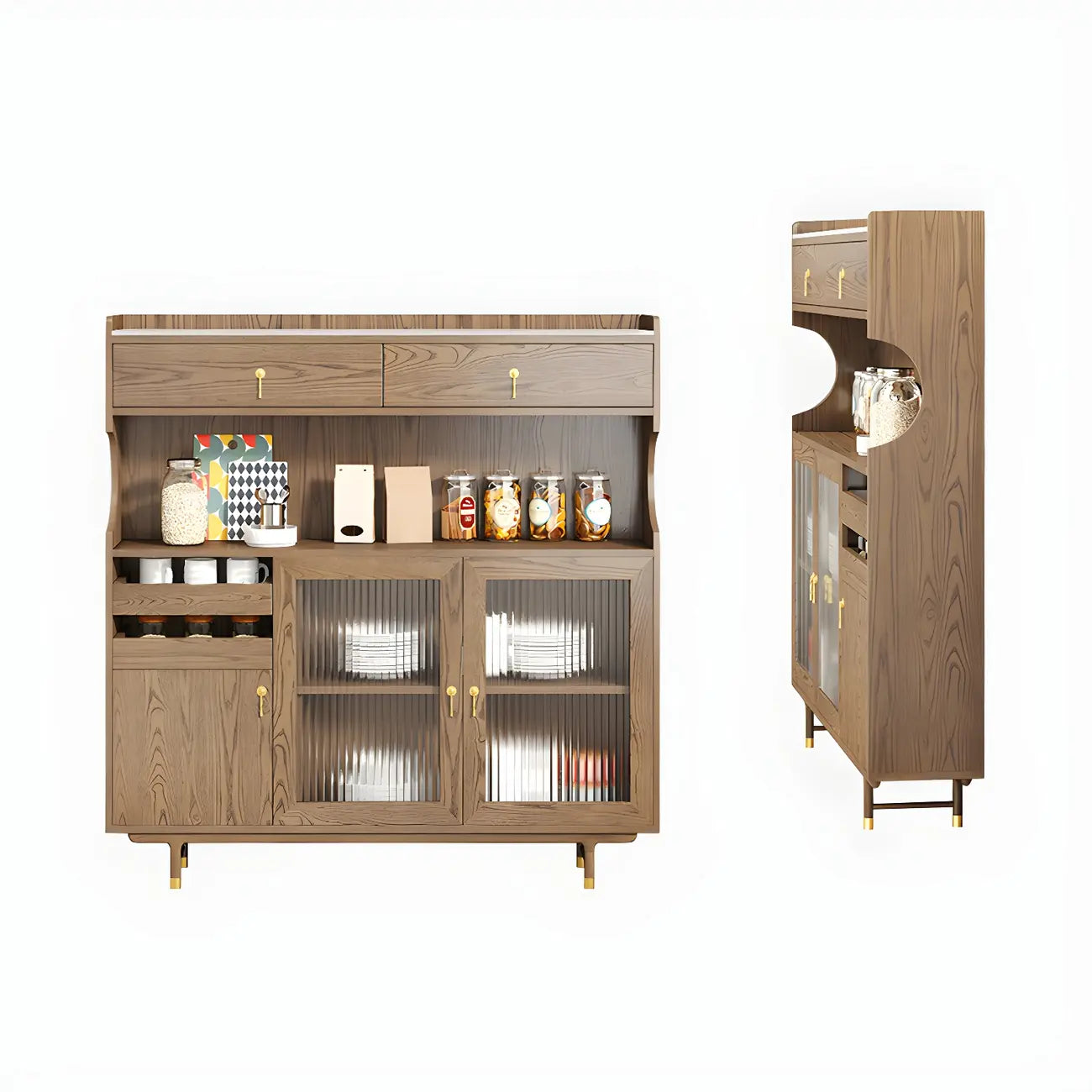 Standard Natural Wood Storage Dining Hutch Cabinet