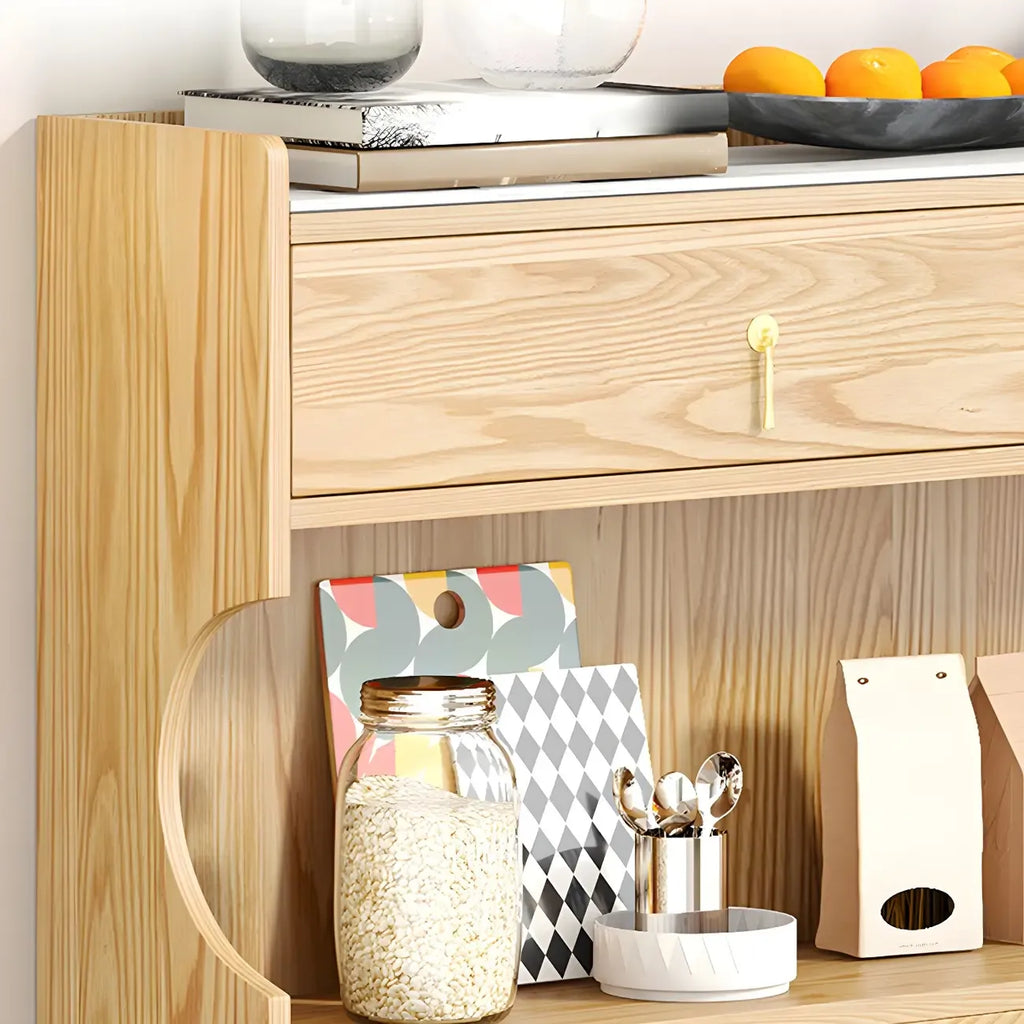 Standard Natural Wood Storage Dining Hutch Cabinet