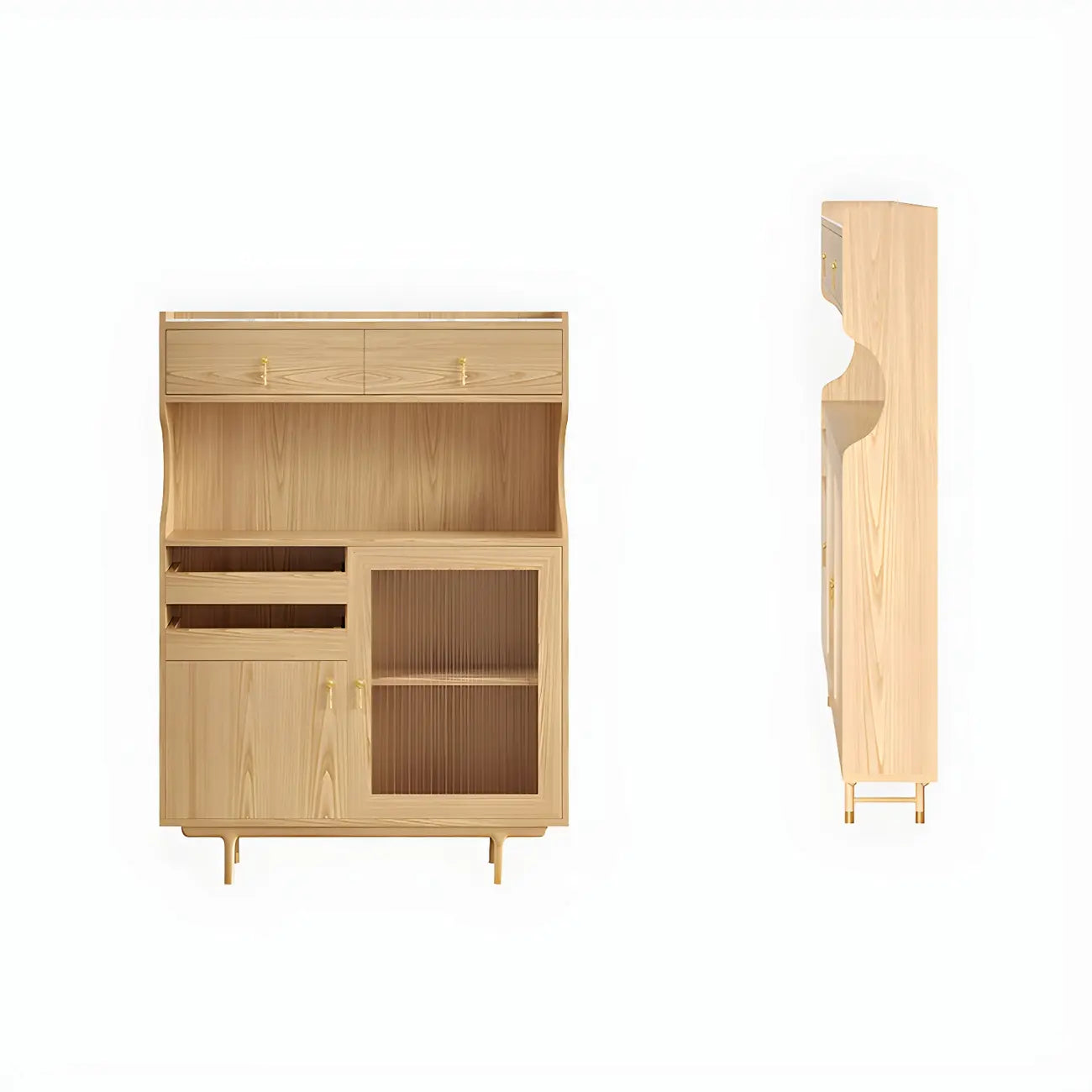 Standard Natural Wood Storage Dining Hutch Cabinet