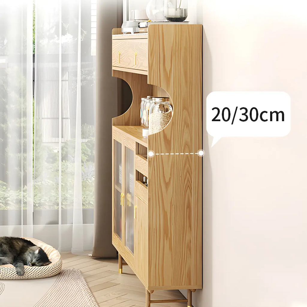 Standard Natural Wood Storage Dining Hutch Cabinet