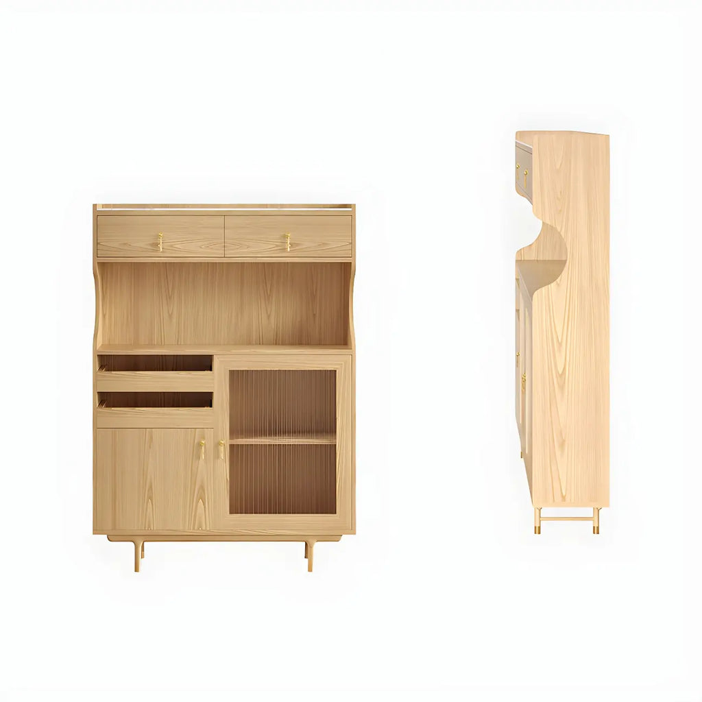 Standard Natural Wood Storage Dining Hutch Cabinet