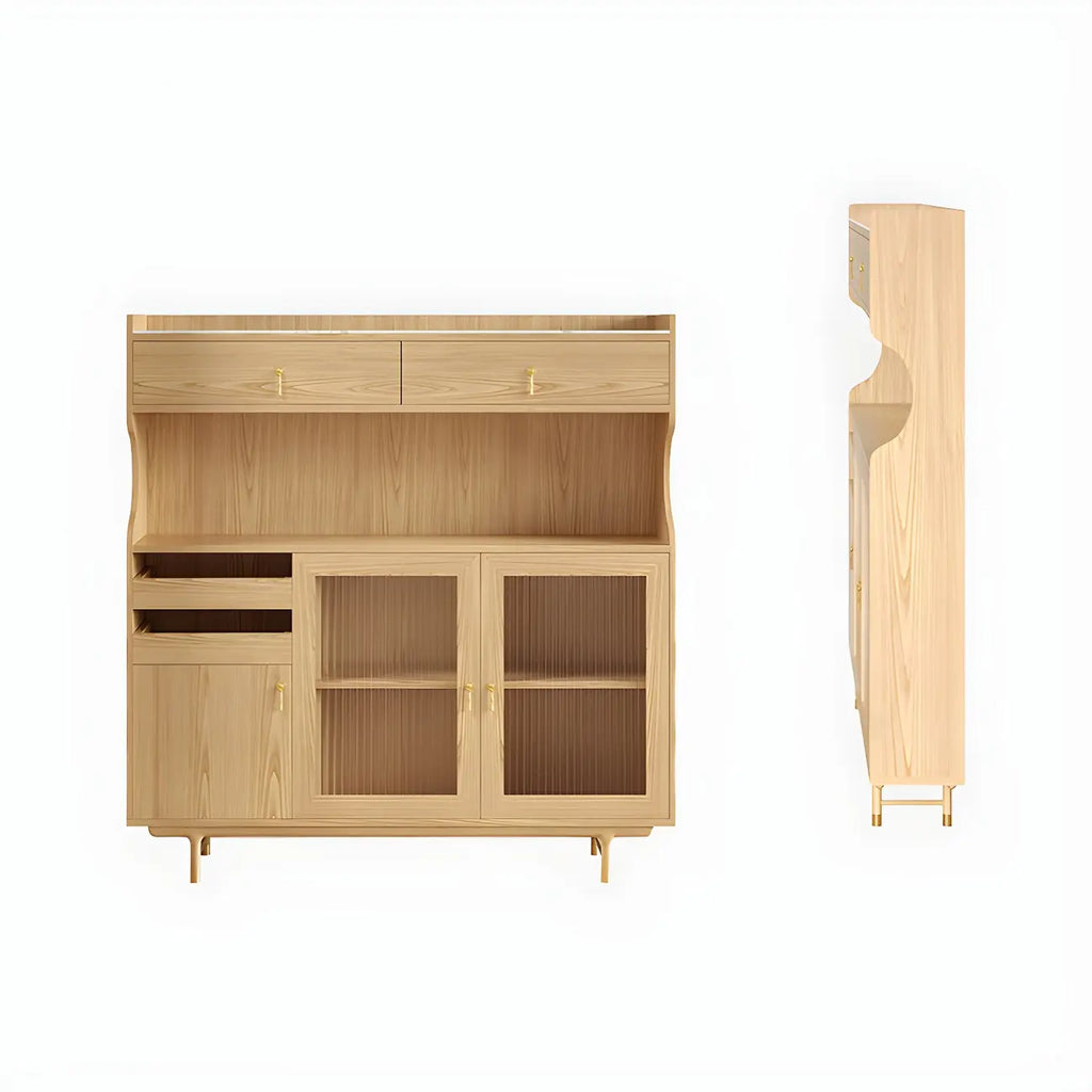 Standard Natural Wood Storage Dining Hutch Cabinet