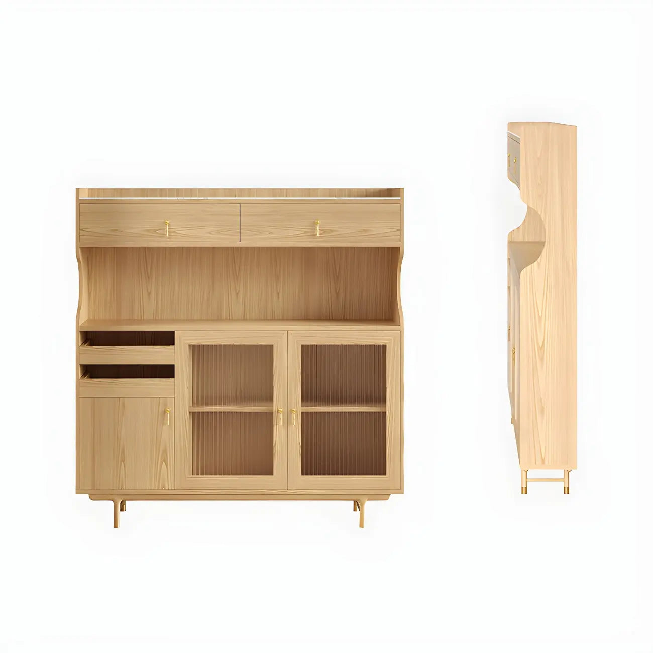 Standard Natural Wood Storage Dining Hutch Cabinet