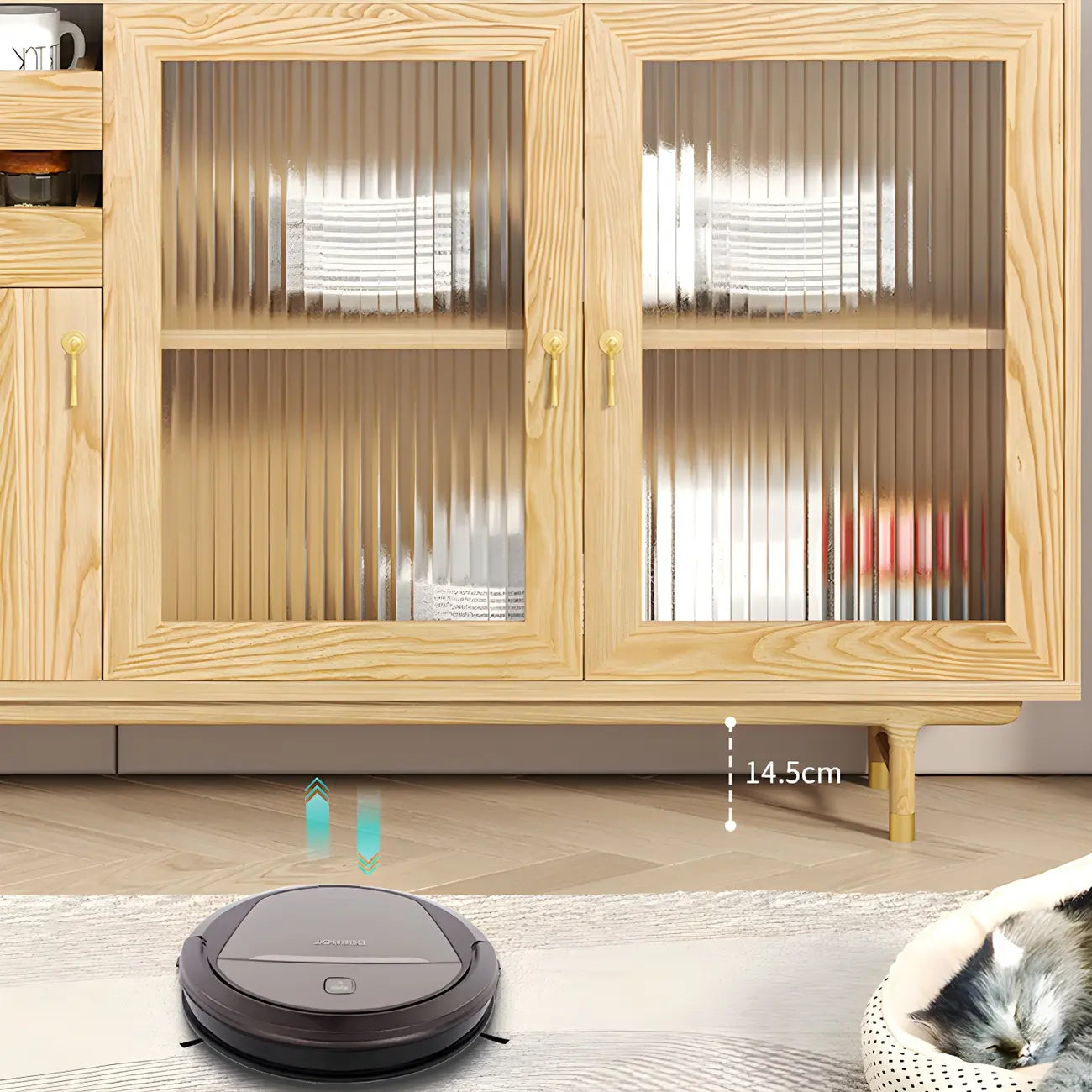 Standard Natural Wood Storage Dining Hutch Cabinet
