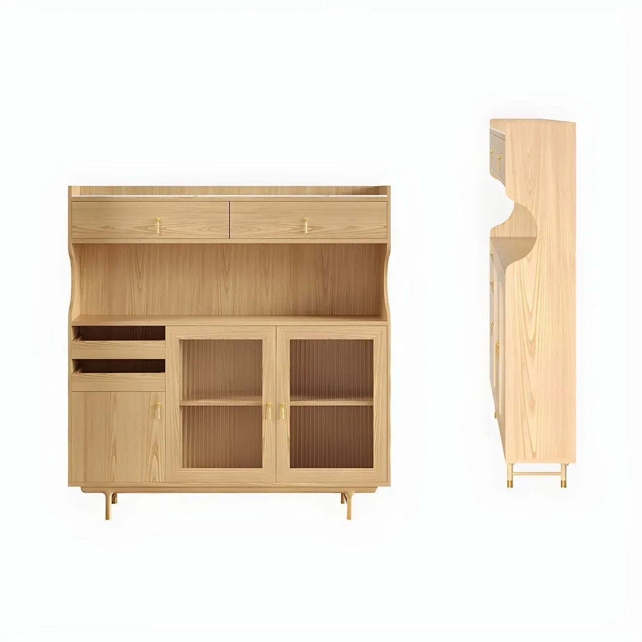 Standard Natural Wood Storage Dining Hutch Cabinet