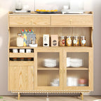Standard Natural Wood Storage Dining Hutch Cabinet