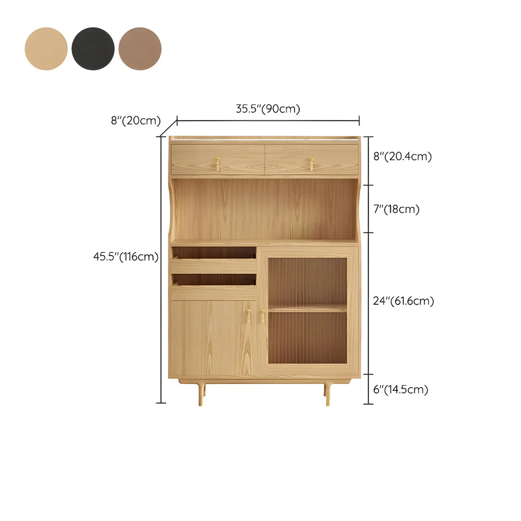 Standard Natural Wood Storage Dining Hutch Cabinet