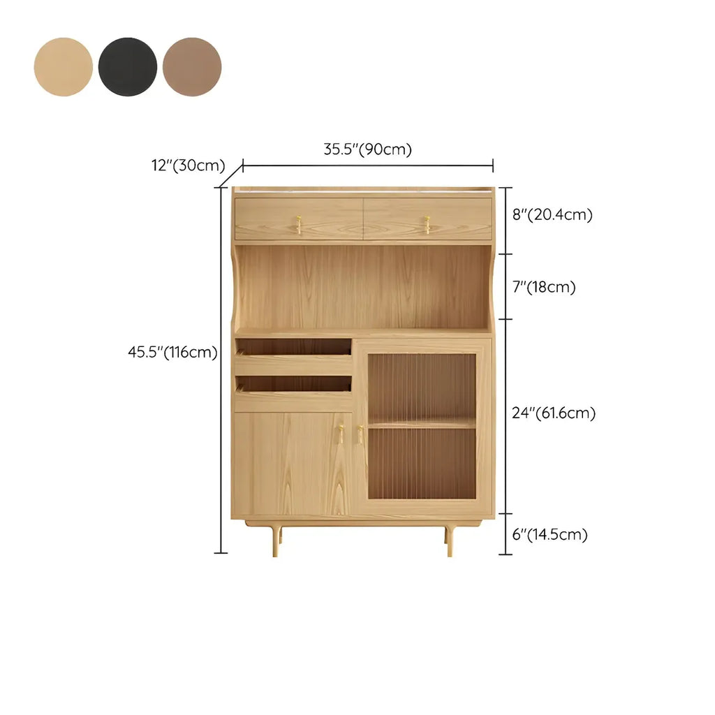 Standard Natural Wood Storage Dining Hutch Cabinet