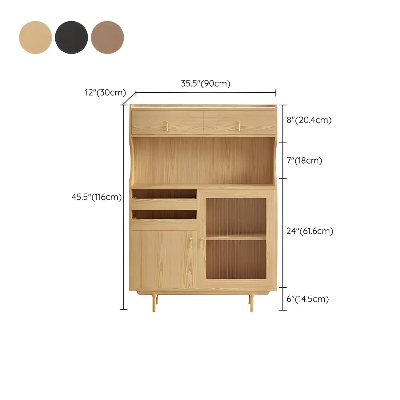 Standard Natural Wood Storage Dining Hutch Cabinet