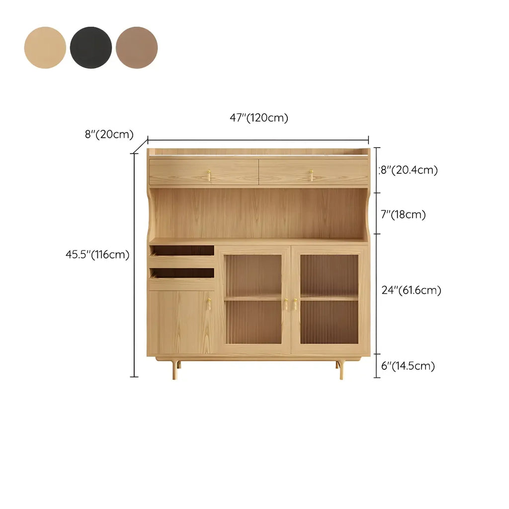 Standard Natural Wood Storage Dining Hutch Cabinet