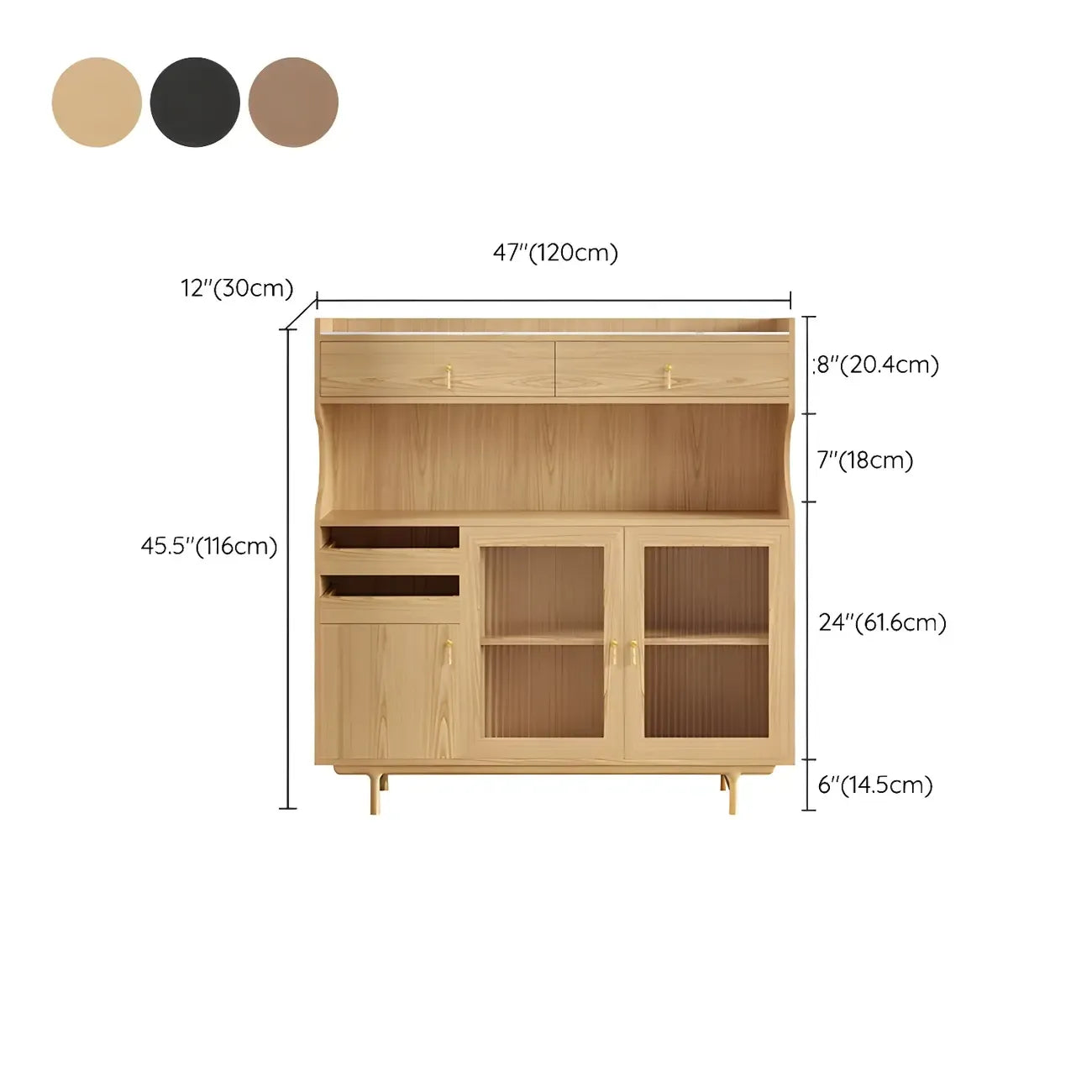 Standard Natural Wood Storage Dining Hutch Cabinet