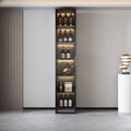Glass Door Wooden Floor Multiple Levels Wine Cabinet with Lighting