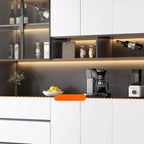 Glass Door Wooden Floor Multiple Levels Wine Cabinet with Lighting