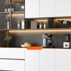 Glass Door Wooden Floor Multiple Levels Wine Cabinet with Lighting