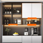 Glass Door Wooden Floor Multiple Levels Wine Cabinet with Lighting