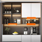 Glass Door Wooden Floor Multiple Levels Wine Cabinet with Lighting