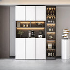 Glass Door Wooden Floor Multiple Levels Wine Cabinet with Lighting