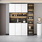 Glass Door Wooden Floor Multiple Levels Wine Cabinet with Lighting