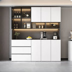 Glass Door Wooden Floor Multiple Levels Wine Cabinet with Lighting