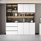 Glass Door Wooden Floor Multiple Levels Wine Cabinet with Lighting