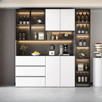 Glass Door Wooden Floor Multiple Levels Wine Cabinet with Lighting