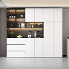 Glass Door Wooden Floor Multiple Levels Wine Cabinet with Lighting