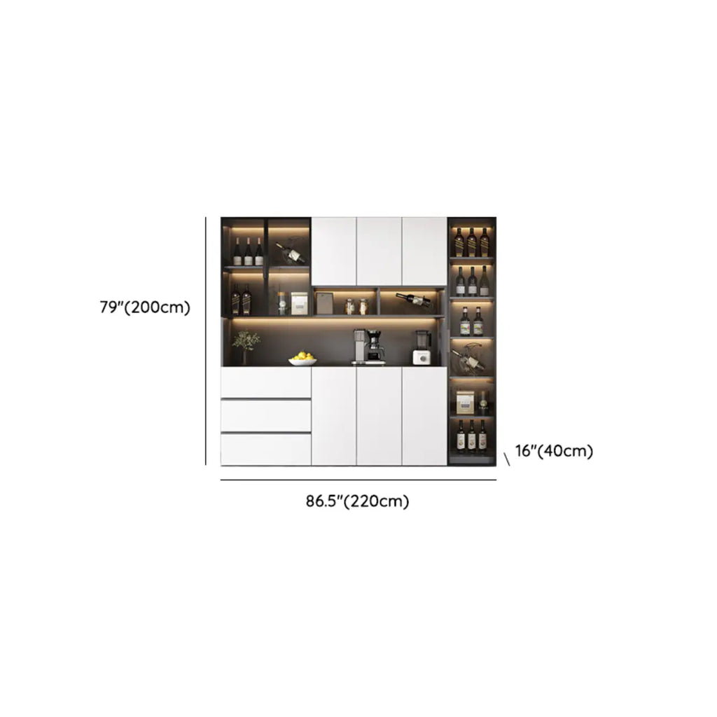 Glass Door Wooden Floor Multiple Levels Wine Cabinet with Lighting
