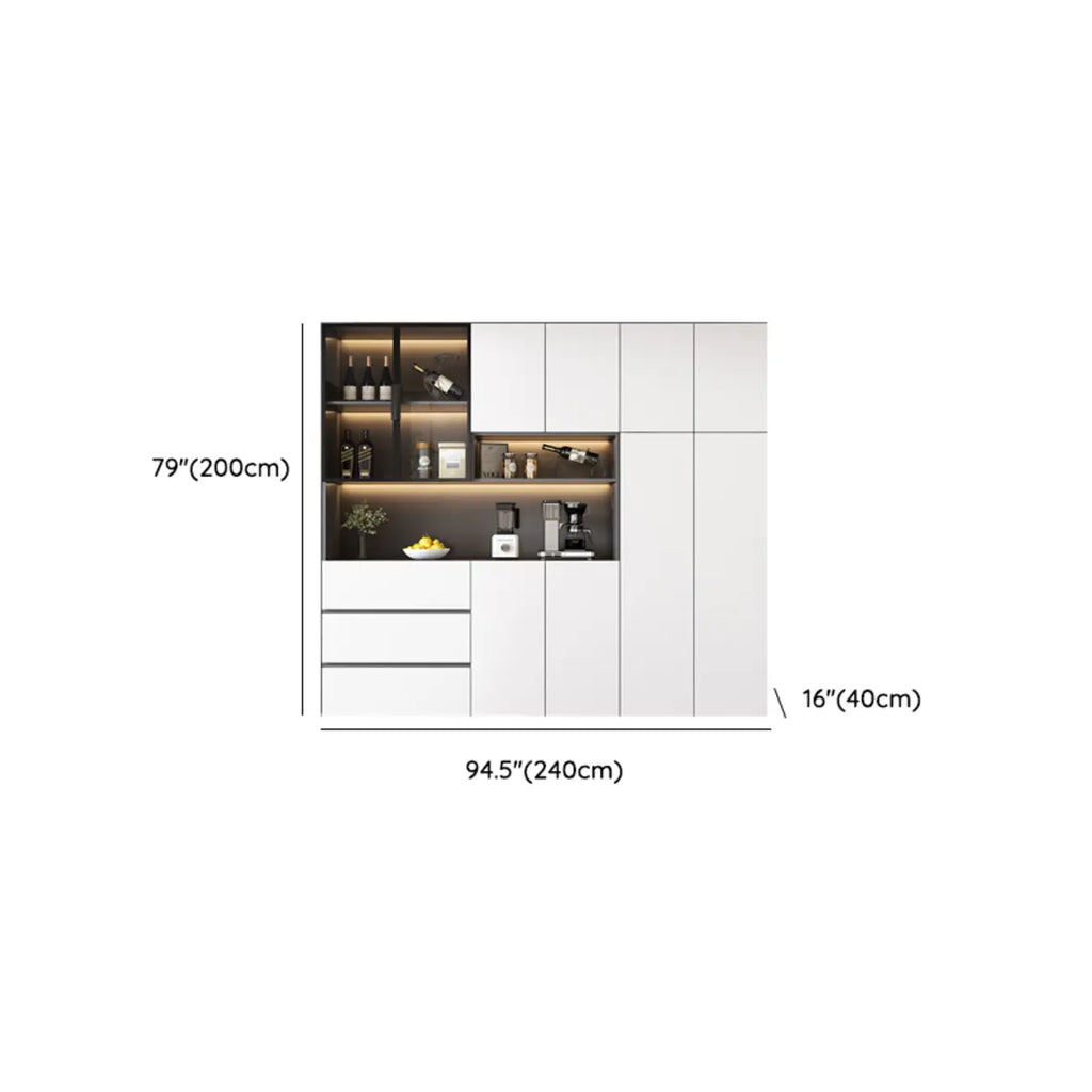 Glass Door Wooden Floor Multiple Levels Wine Cabinet with Lighting