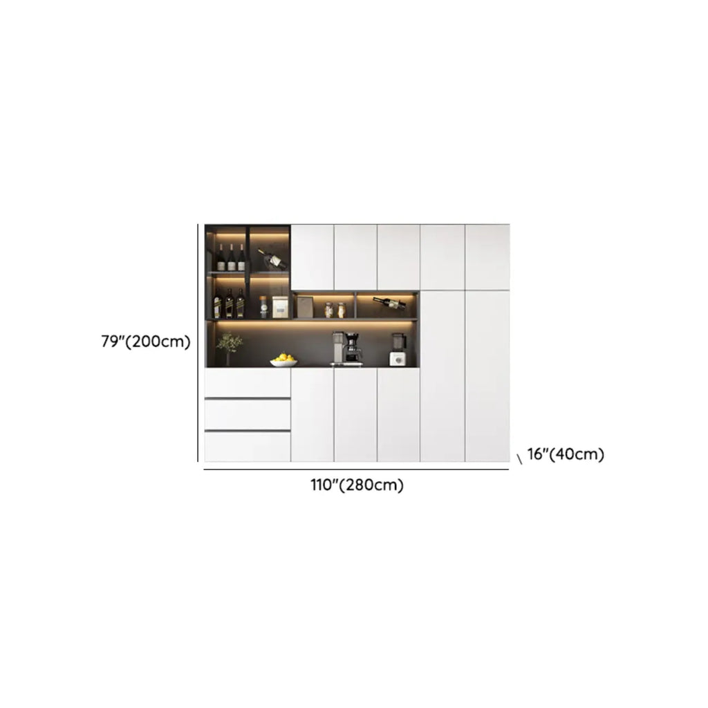 Glass Door Wooden Floor Multiple Levels Wine Cabinet with Lighting