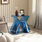 Gray Acrylic Side Table with Magazine Rack for Living Room