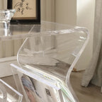Gray Acrylic Side Table with Magazine Rack for Living Room