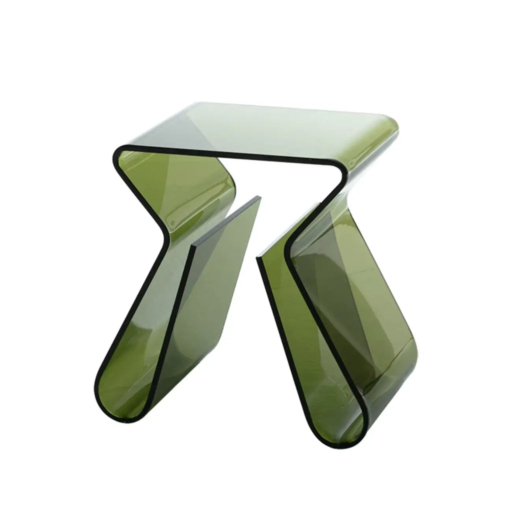Gray Acrylic Side Table with Magazine Rack for Living Room