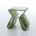 Gray Acrylic Side Table with Magazine Rack for Living Room