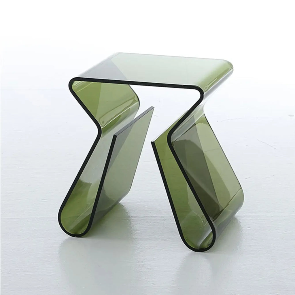 Gray Acrylic Side Table with Magazine Rack for Living Room