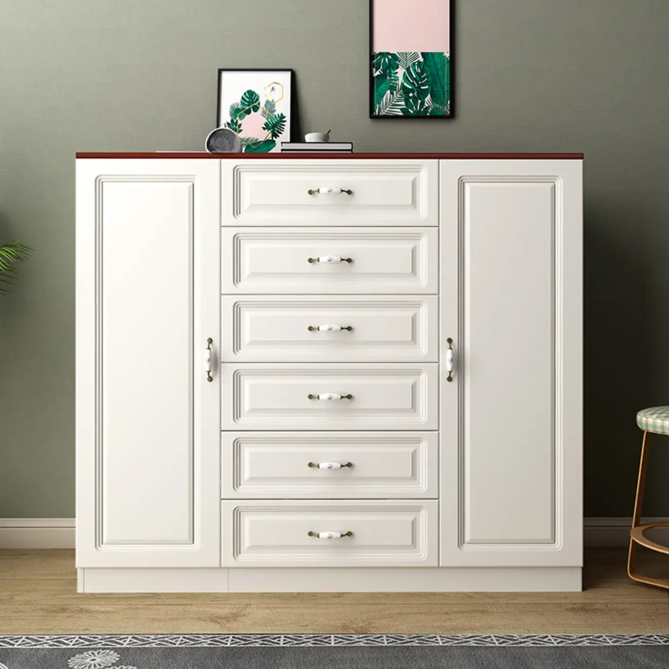 Rectangle Accent Cabinet with Ample Storage for Living Room